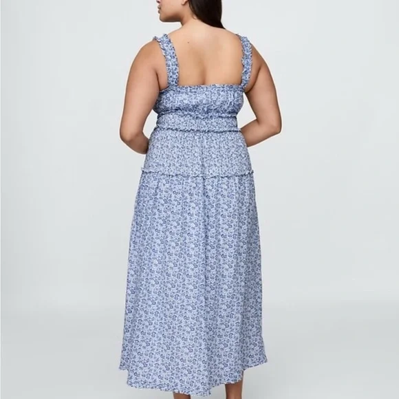 Gap X DÔEN Blue and White Sleeveless Square Neck Midi Sundress - Picture 6 of 10